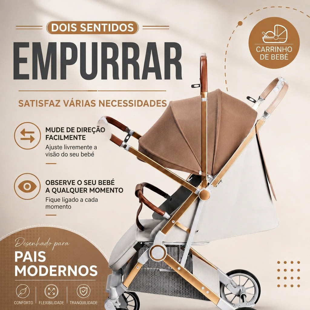 Carrinho de Passeio Leve e Compacto com Dobragem Fácil