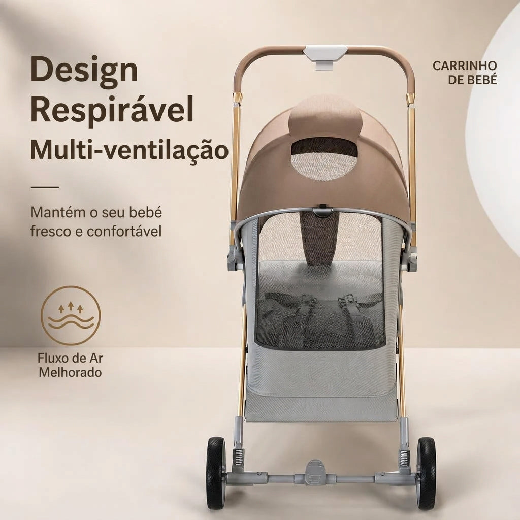 Carrinho de Passeio Leve e Compacto com Dobragem Fácil