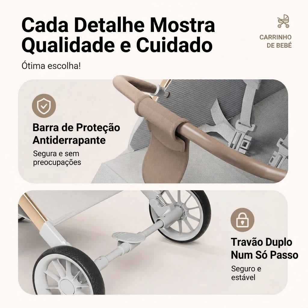 Carrinho de Passeio Leve e Compacto com Dobragem Fácil