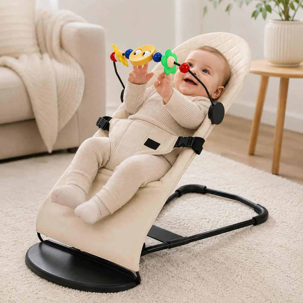 Espreguiçadeira para Bebé com Barra de Brinquedos