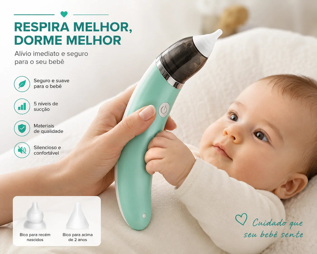 Aspirador Nasal Elétrico Recarregável para Bebé
