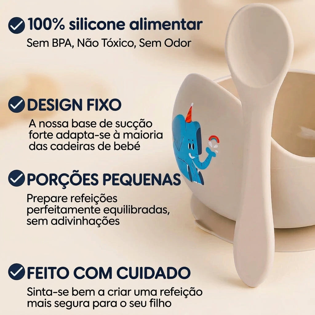 Conjunto de 2 peças de loiça de silicone para alimentação de bebés