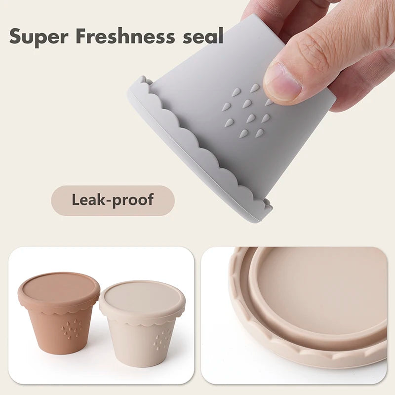 3 Pack Silicone Baby Food Storage Containers, 4 oz Reusable Small Snack Containers Freezer Storage with Airtight Lids Leak Proof