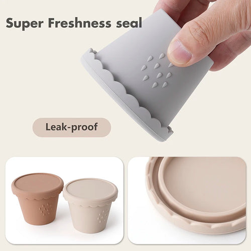 3 Pack Silicone Baby Food Storage Containers, 4 oz Reusable Small Snack Containers Freezer Storage with Airtight Lids Leak Proof