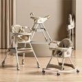 Convertible Baby High Chair 4-in-1 Toddler Feeding Seat with Removable Toy Rack, Adjustable Double Dinner Plate, Multi-Functional Rocking Horse & Yo-Yo Sliding Game Chair, Thickened Steel Tube Infant Booster Seat with Storage