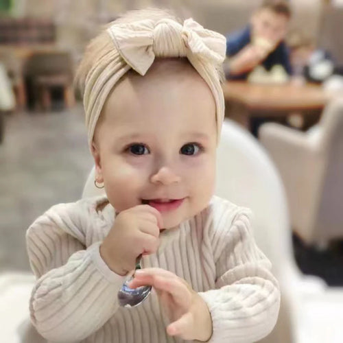 3Pcs Solid Color Baby Headband Bow Children Hair Band Elastic Nylon Newborn Headbands Soft Turban Headwrap Kid Hair Accessories