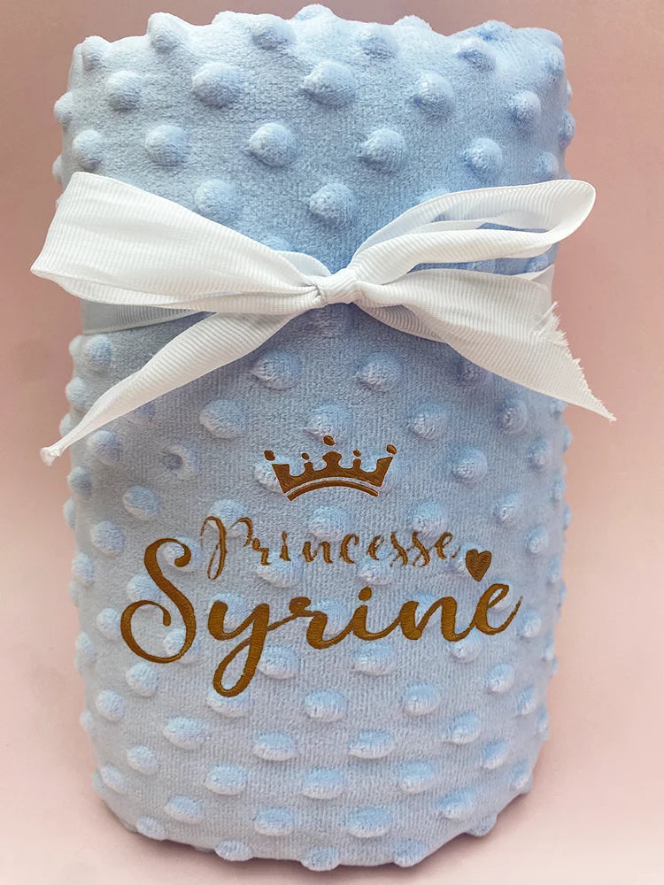 Personalized Baby Blanket Custom Name Embroidery Cute Patterns Soft Swaddle Stroller Newborn Baby Shower Gift