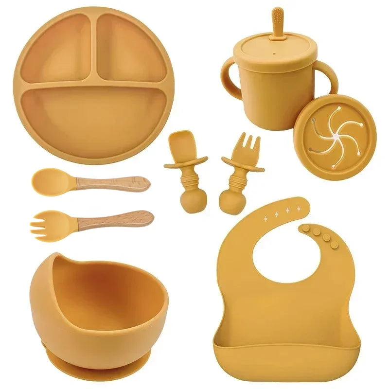 Conjunto de Refeição em Silicone Alimentar para Bebés e Crianças