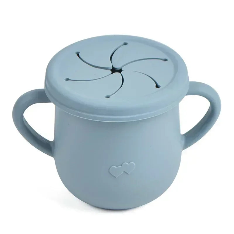 BPA Free Kids Silicone Food Storage Box Solid Color Baby Snack Cup Portable Children Snacks Container With Lid