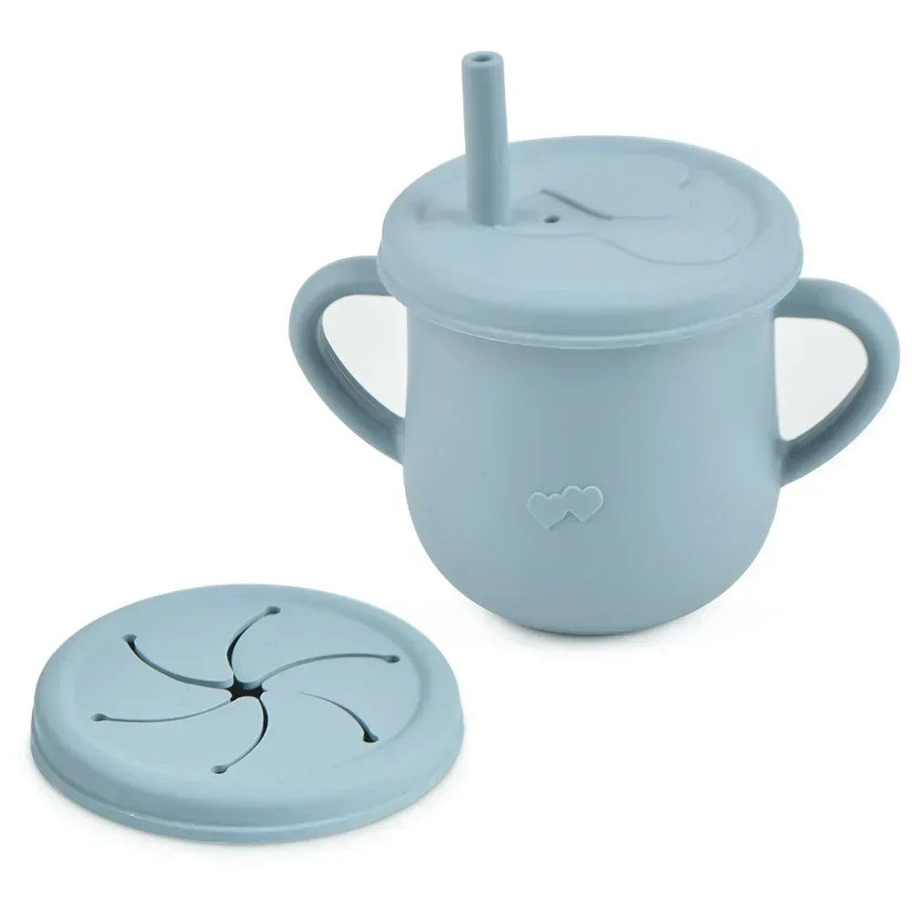BPA Free Kids Silicone Food Storage Box Solid Color Baby Snack Cup Portable Children Snacks Container With Lid