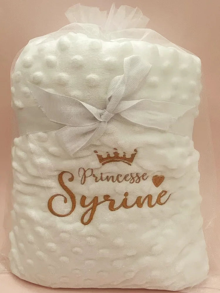 Personalized Baby Blanket Custom Name Embroidery Cute Patterns Soft Swaddle Stroller Newborn Baby Shower Gift