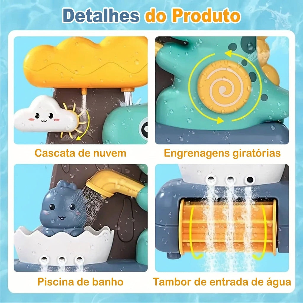 Brinquedo de banho para bebé com spray de água, em formato de dinossauro de desenhos animados