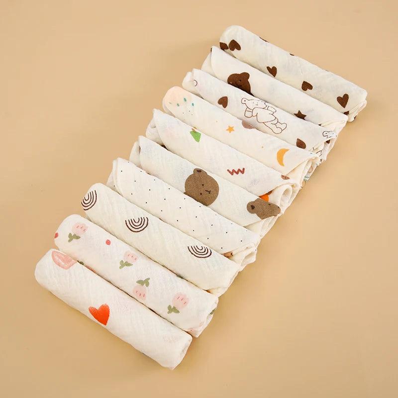 1 Piece/3 Pieces of Baby Bibs, Cute Cartoon Patterns, Pure Cotton Gauze Material, Children's Triangle Bibs, Suitable for Home and Outdoor Use