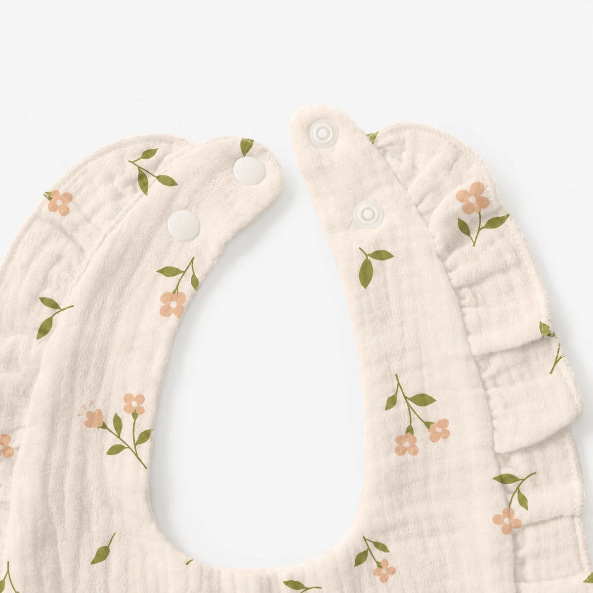 2PCS Soft Gauze Ruffled Bandana Bibs with Adjustable Snaps for Newborns and Infants