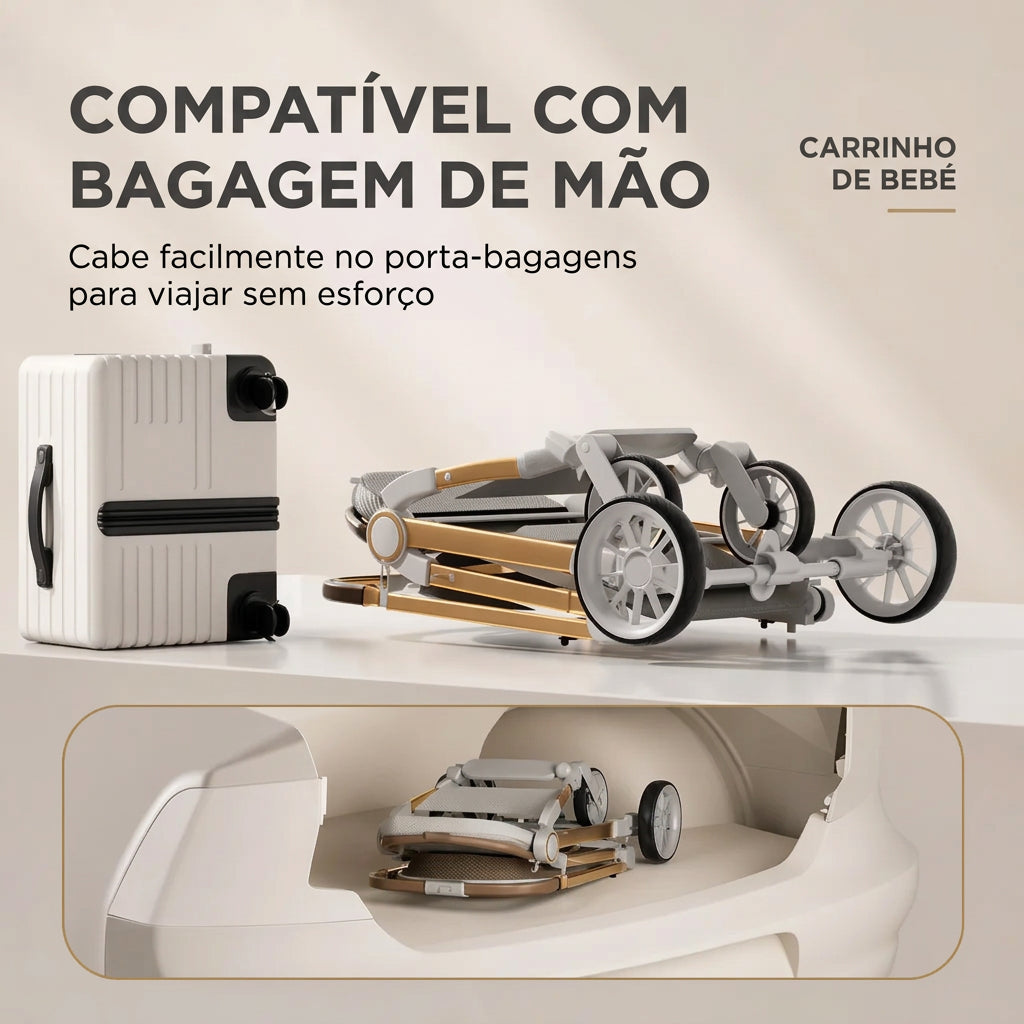 Carrinho de Passeio Leve e Compacto com Dobragem Fácil