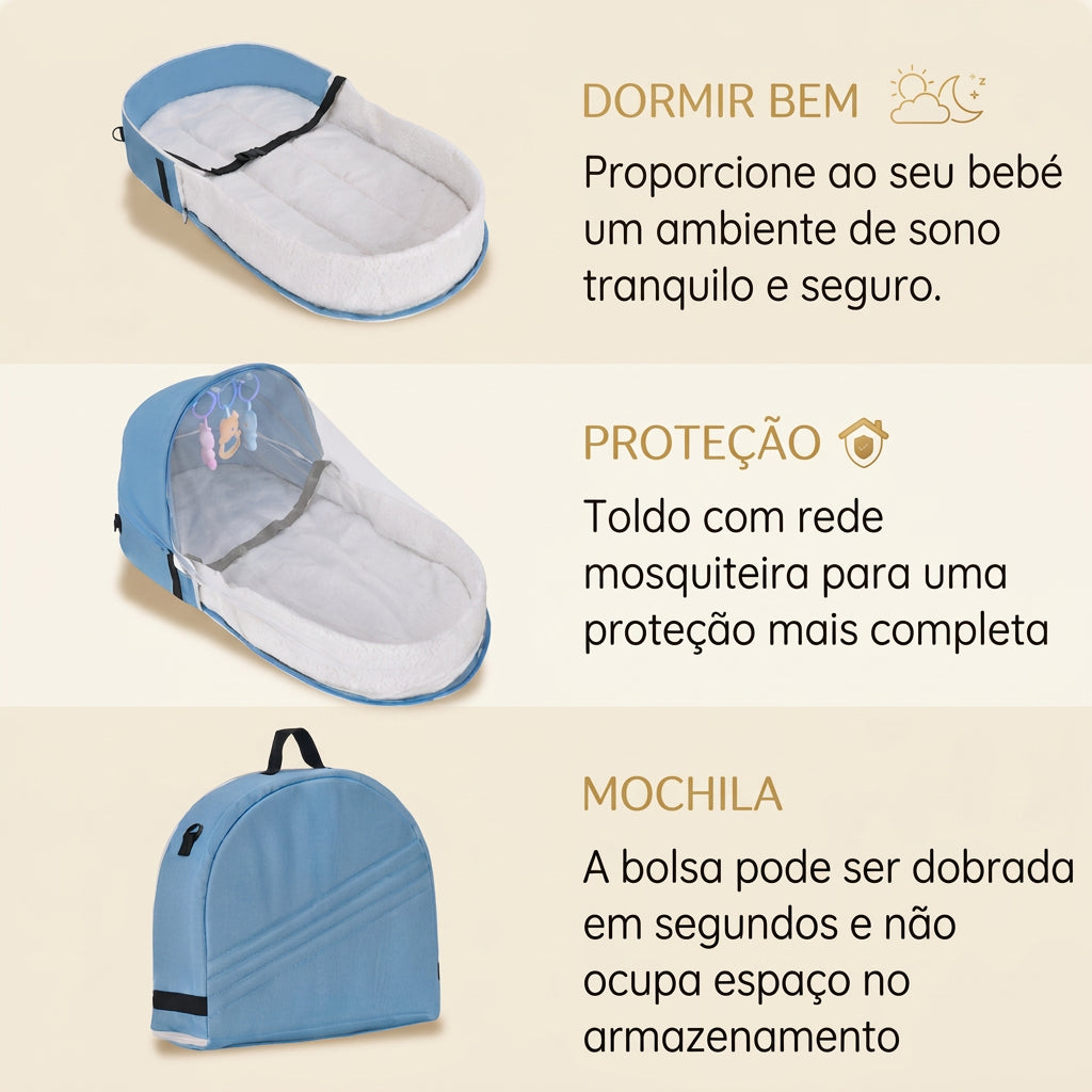Berço para bebé portátil e dobrável