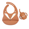 Waterproof Drool Baby Toddler Silicone Teethers Baberos Baby Silicone Bib Set Cartoon Baby Cups