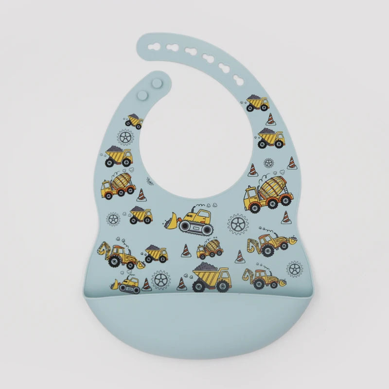 Customize Cartoon Animal Silicone Baby Bib with Name & Pattern Food-Grade Solid Feeding Bib DZ31