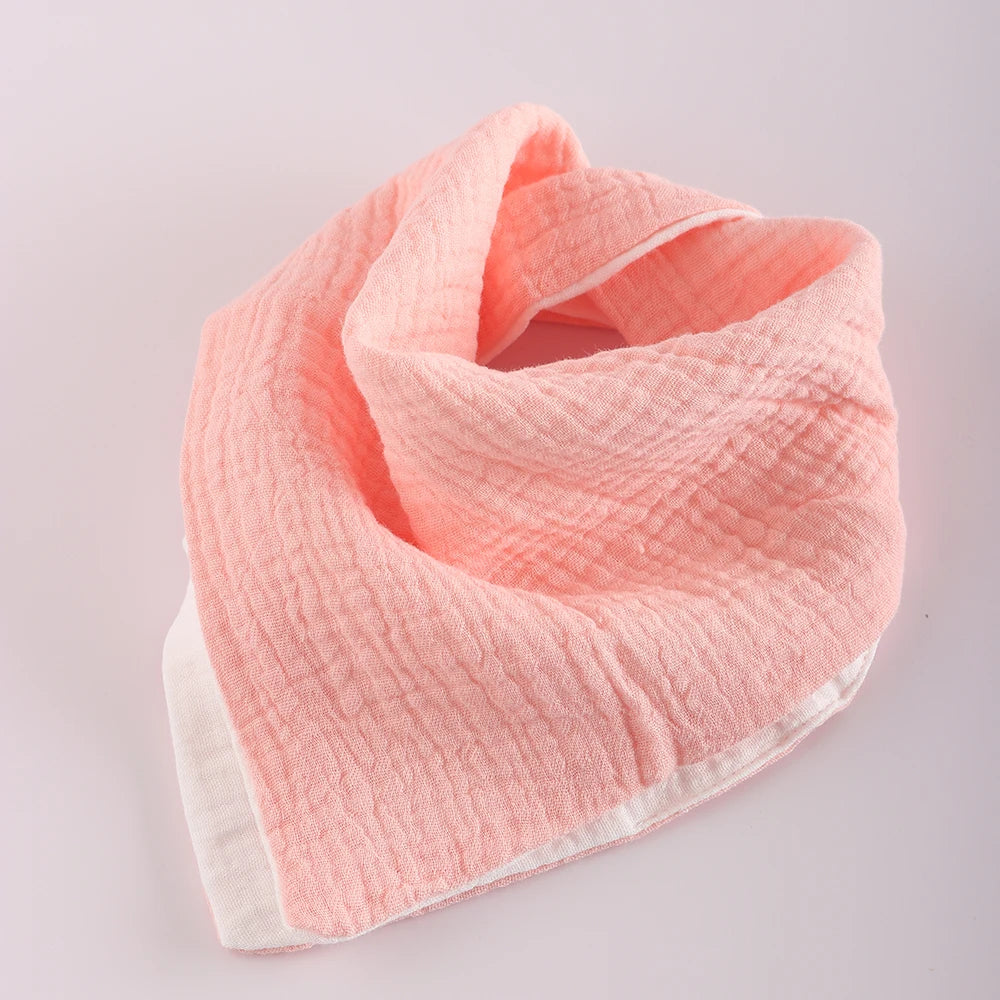 4 Layer Cotton Bandana Bib - Cute Bear Design for Babies & Toddlers Triangle Scarf Double Sided