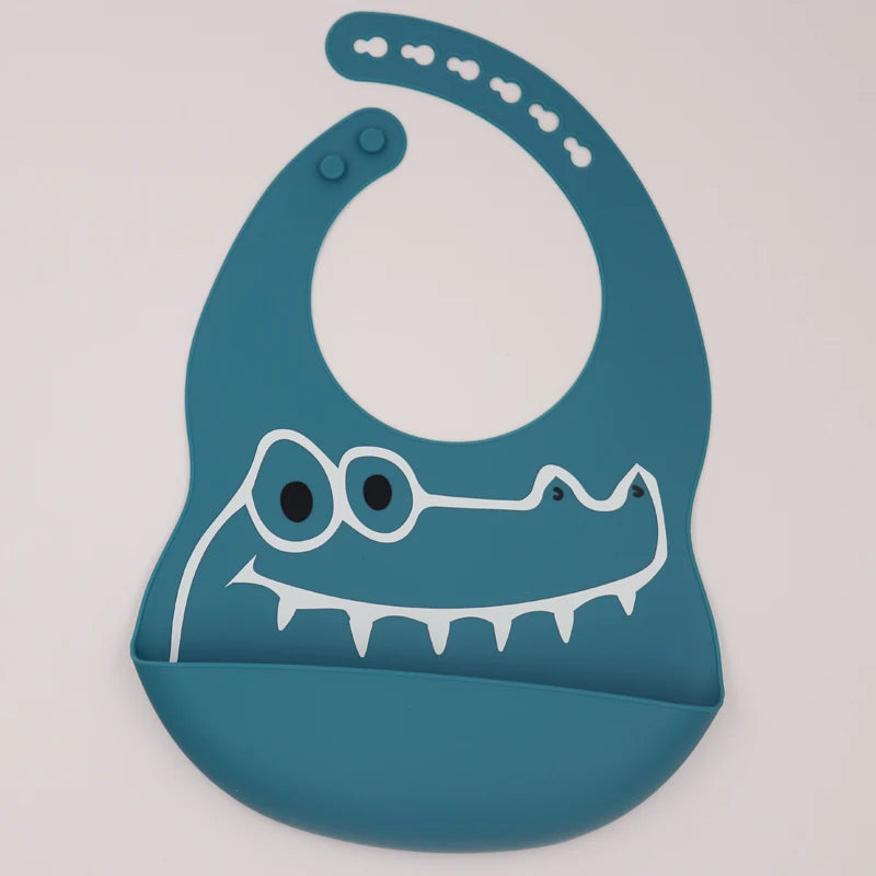 Customize Cartoon Animal Silicone Baby Bib with Name & Pattern Food-Grade Solid Feeding Bib DZ31