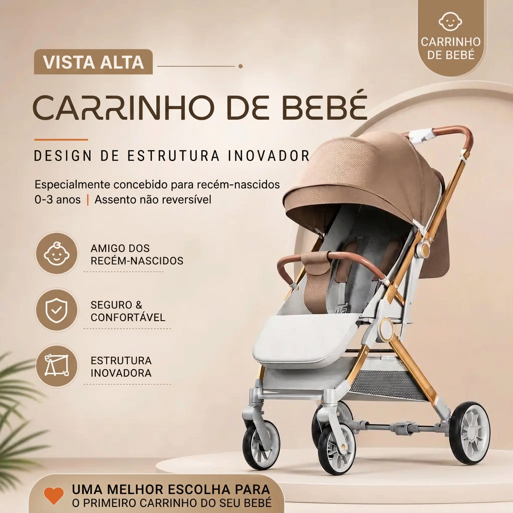 Carrinho de Passeio Leve e Compacto com Dobragem Fácil