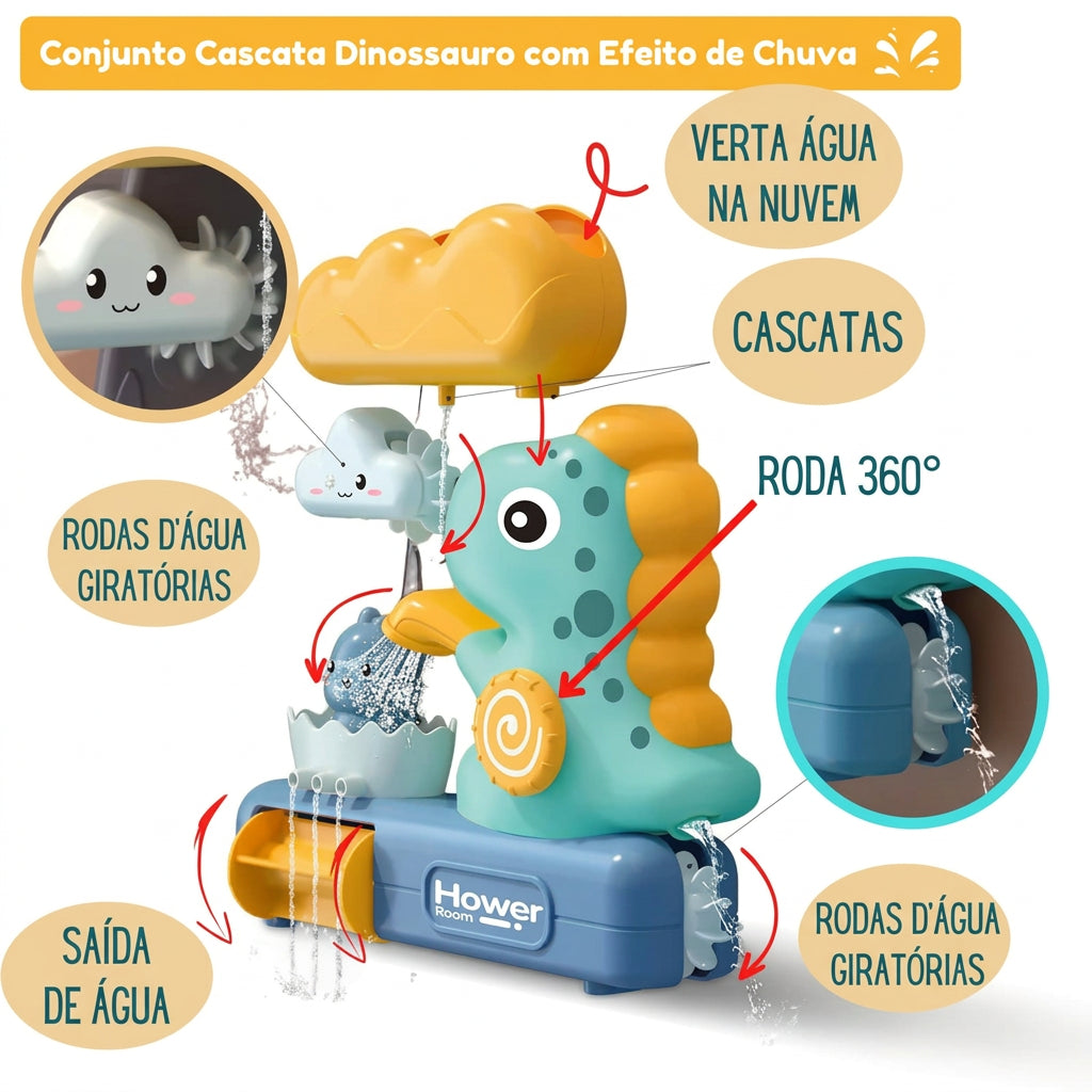 Brinquedo de banho para bebé com spray de água, em formato de dinossauro de desenhos animados