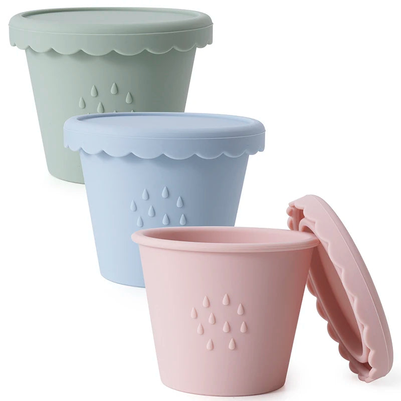 3 Pack Silicone Baby Food Storage Containers, 4 oz Reusable Small Snack Containers Freezer Storage with Airtight Lids Leak Proof