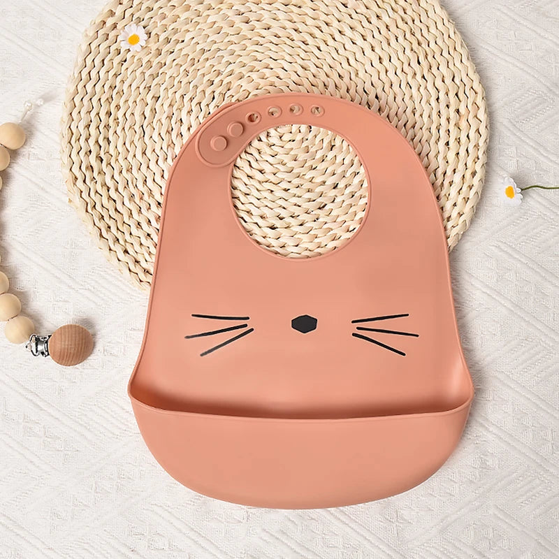 Customize Cartoon Animal Silicone Baby Bib with Name & Pattern Food-Grade Solid Feeding Bib DZ31