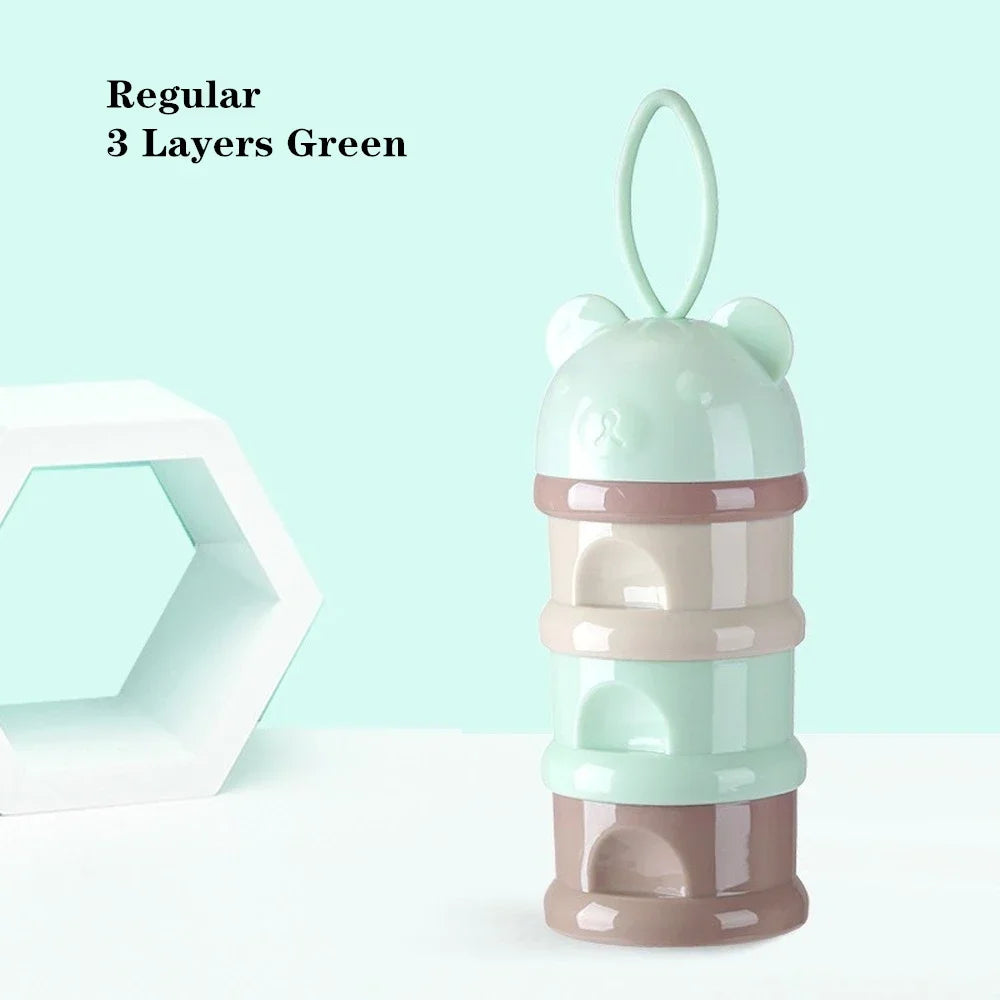 Portable Baby Food Storag Box Multiple Openings Cereal Cartoon Infant Milk Powder Box Toddle Snack Container 3/4Layer