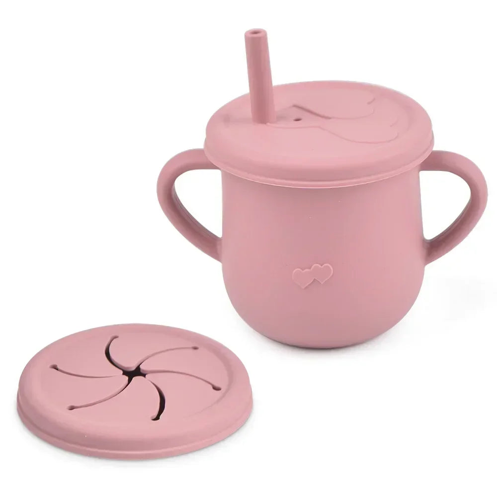 BPA Free Kids Silicone Food Storage Box Solid Color Baby Snack Cup Portable Children Snacks Container With Lid