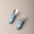Baby Panda Shape Silicone Spoon and Fork Stainless Steel Baby Feeding Spoon