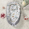 Newborn Anti-Pressure Baby Nest Bed, Neutral Animal Print Infant Co-Sleeper with Washable Cover, Foldable Travel Baby Bed