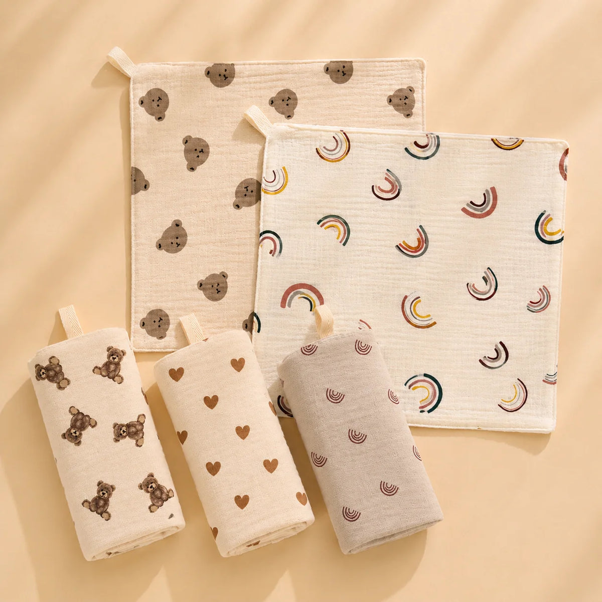 5PCS Soft Double Layer Baby Bibs Towels for Boys And Girls Suitable for Newborn Feeding Teething And Face Cleaning