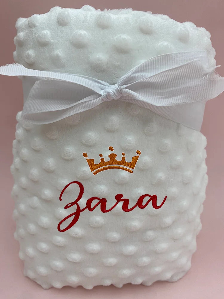 Personalized Baby Blanket Custom Name Embroidery Cute Patterns Soft Swaddle Stroller Newborn Baby Shower Gift