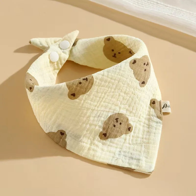 1 Piece/3 Pieces of Baby Bibs, Cute Cartoon Patterns, Pure Cotton Gauze Material, Children's Triangle Bibs, Suitable for Home and Outdoor Use