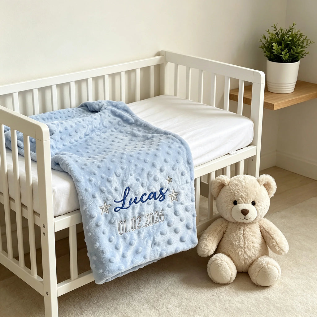 Personalized Baby Blanket Custom Name Embroidery Cute Patterns Soft Swaddle Stroller Newborn Baby Shower Gift