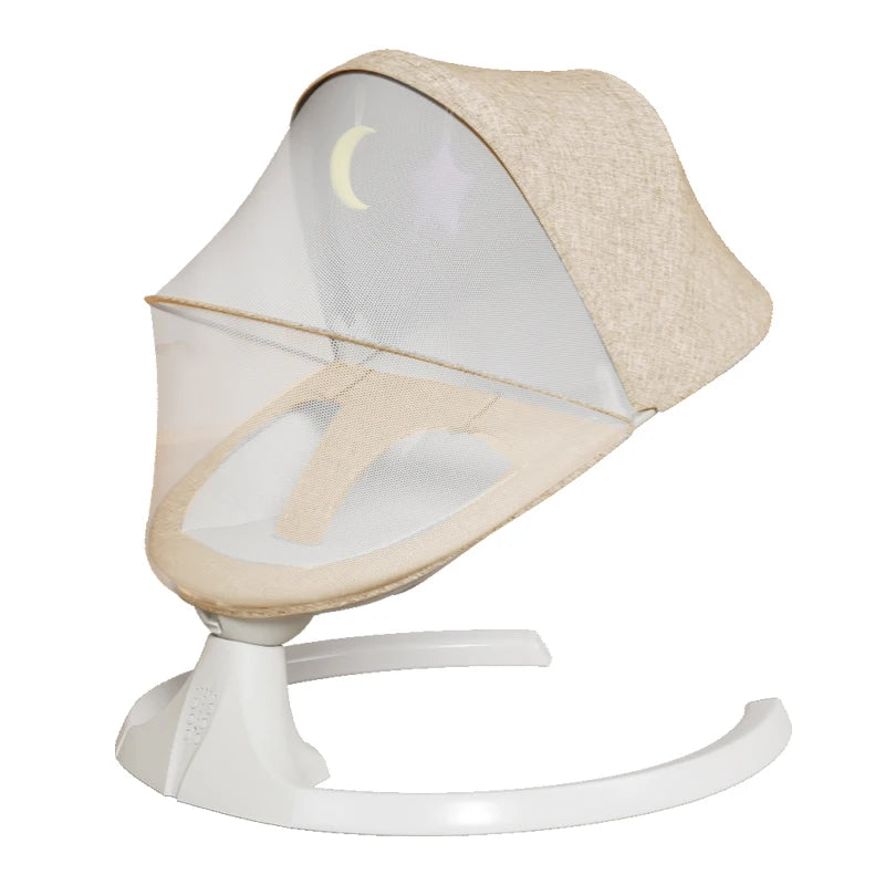 Bluetooth Music Electric Baby Rocker Bluetooth Baby Cradle 0-3 Years Crib Multi-Angle Adjustment Lightweight, Multi-Functional Newborn Essentials Timer Function Includes Mosquito Net