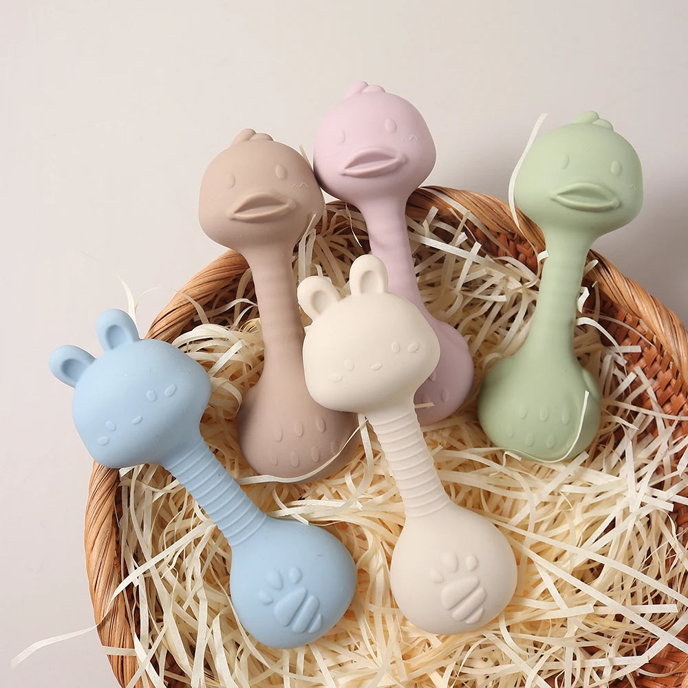 Chocalho e Mordedor Silicone para Bebé
