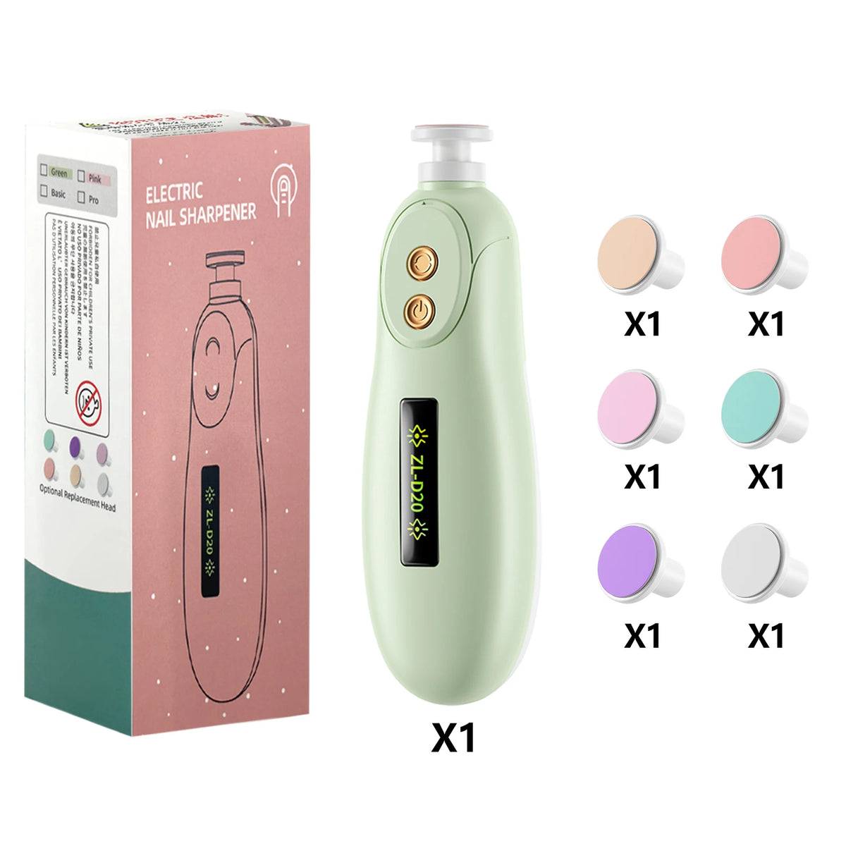 Baby Nail File Electric Baby Nail Care Set with LED Light, Baby Nail Trimmer for Newborn/Infants/Adults Toenails and Fingernail