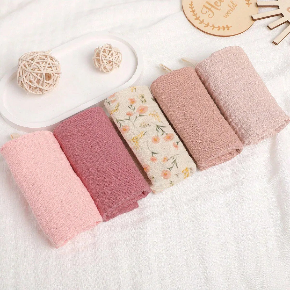 5PCS Soft & Breathable 4-Layer Gauze Baby Burp Cloths - Instant Absorbing Drool Bibs, Burp Pads for Infants  9.8" × 9.8"