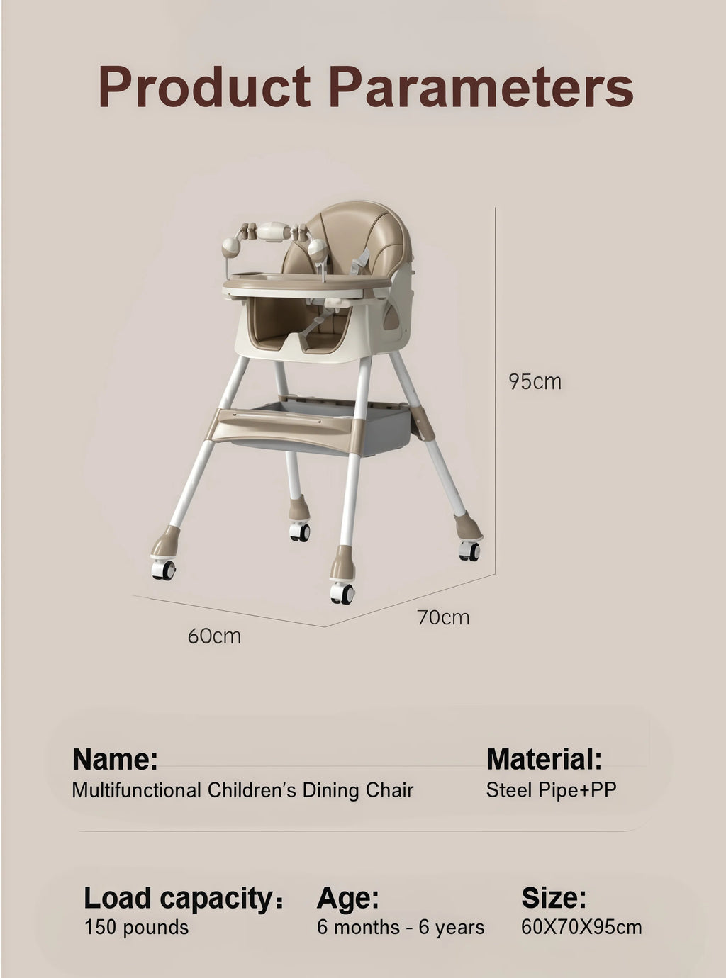 Convertible Baby High Chair 4-in-1 Toddler Feeding Seat with Removable Toy Rack, Adjustable Double Dinner Plate, Multi-Functional Rocking Horse & Yo-Yo Sliding Game Chair, Thickened Steel Tube Infant Booster Seat with Storage