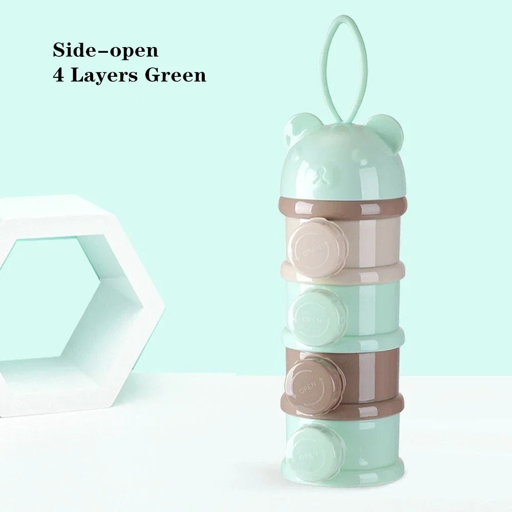Portable Baby Food Storag Box Multiple Openings Cereal Cartoon Infant Milk Powder Box Toddle Snack Container 3/4Layer