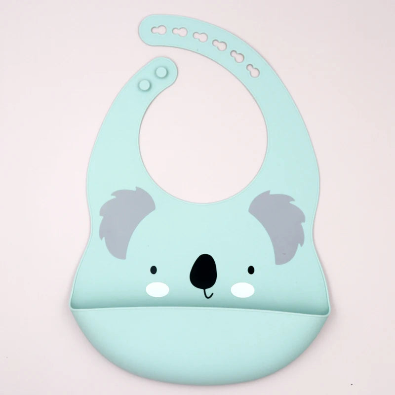 Customize Cartoon Animal Silicone Baby Bib with Name & Pattern Food-Grade Solid Feeding Bib DZ31