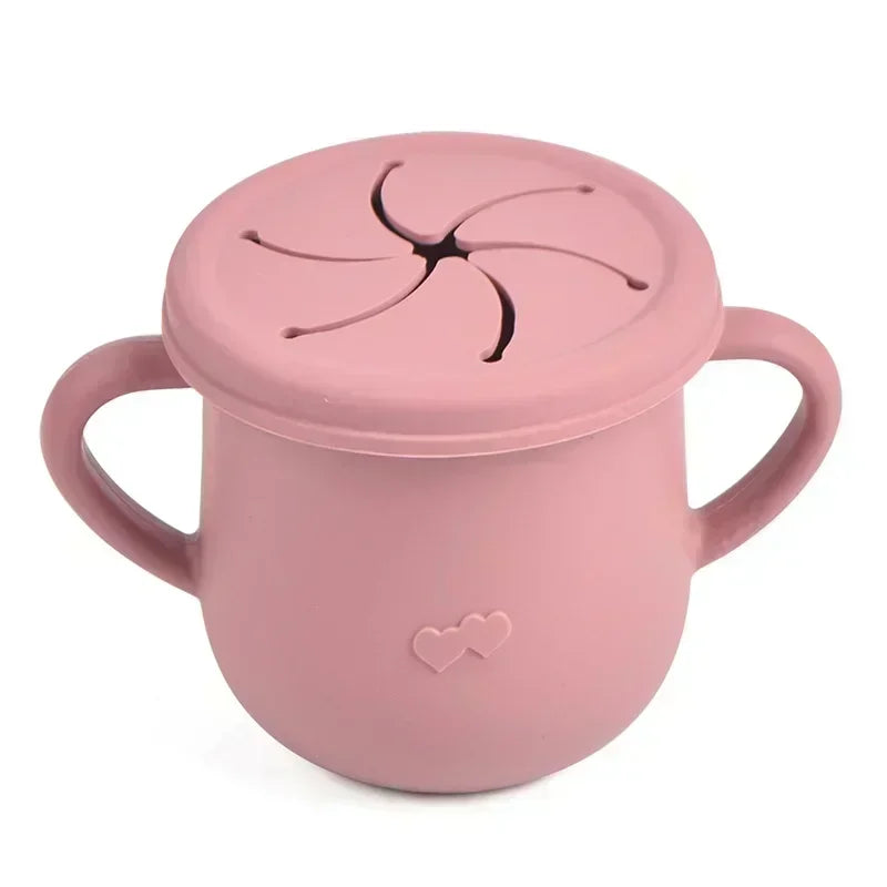 BPA Free Kids Silicone Food Storage Box Solid Color Baby Snack Cup Portable Children Snacks Container With Lid